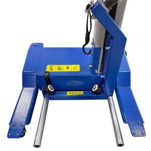 Base of the wheel lift showing extended roller arms and support feet