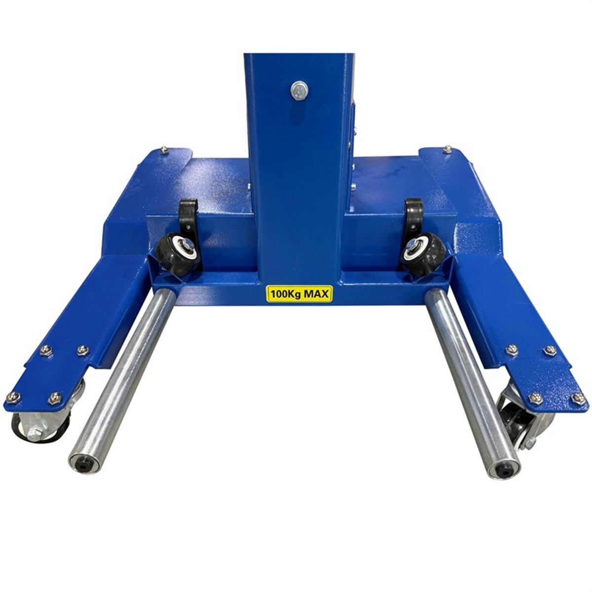 Front view of roller arms and base with visible 100kg capacity label