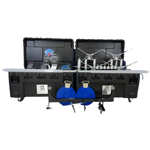 Atlas Edge TD6000CNAK2 Mobile 2 truck alignment system, both transit cases open with full kit on display