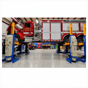 Atlas ML-6051BC six-pack mobile column lift in two facing rows of three columns, full system layout