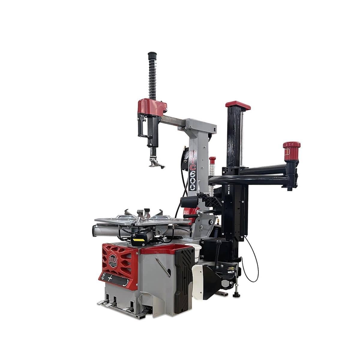 Atlas Platinum PTC600 tire changer with right-hand bead pressing and bead rolling assist arm extended