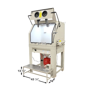 Atlas PSBC990 cabinet with door open showing 37 3/4-inch opening and step platform dimensions