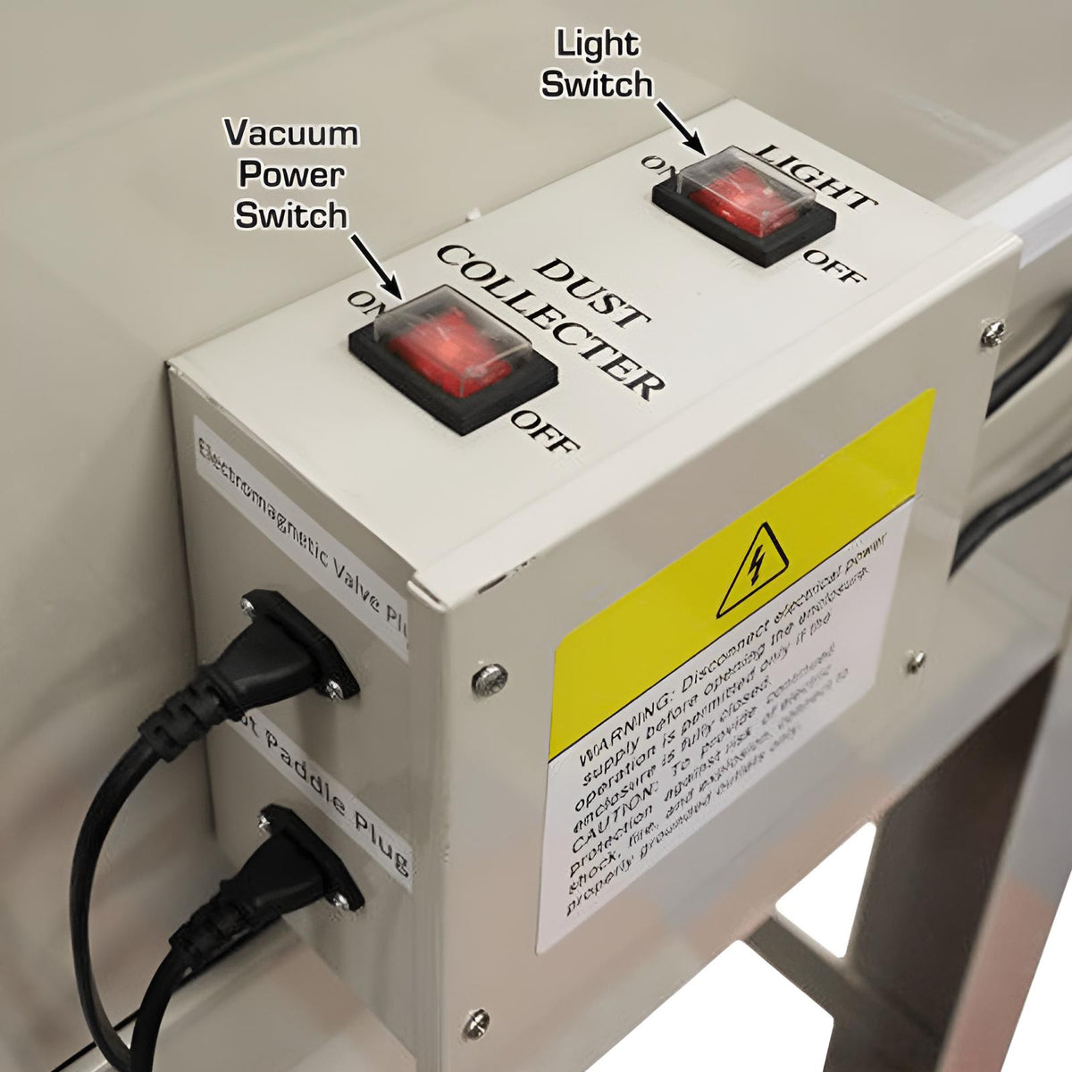 Atlas PSBC990 control box with vacuum power switch and light switch labeled