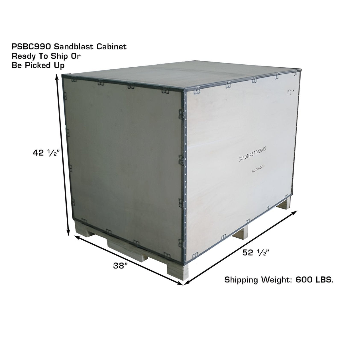 Atlas PSBC990 shipping crate labeled "Ready To Ship Or Be Picked Up," 600 lbs