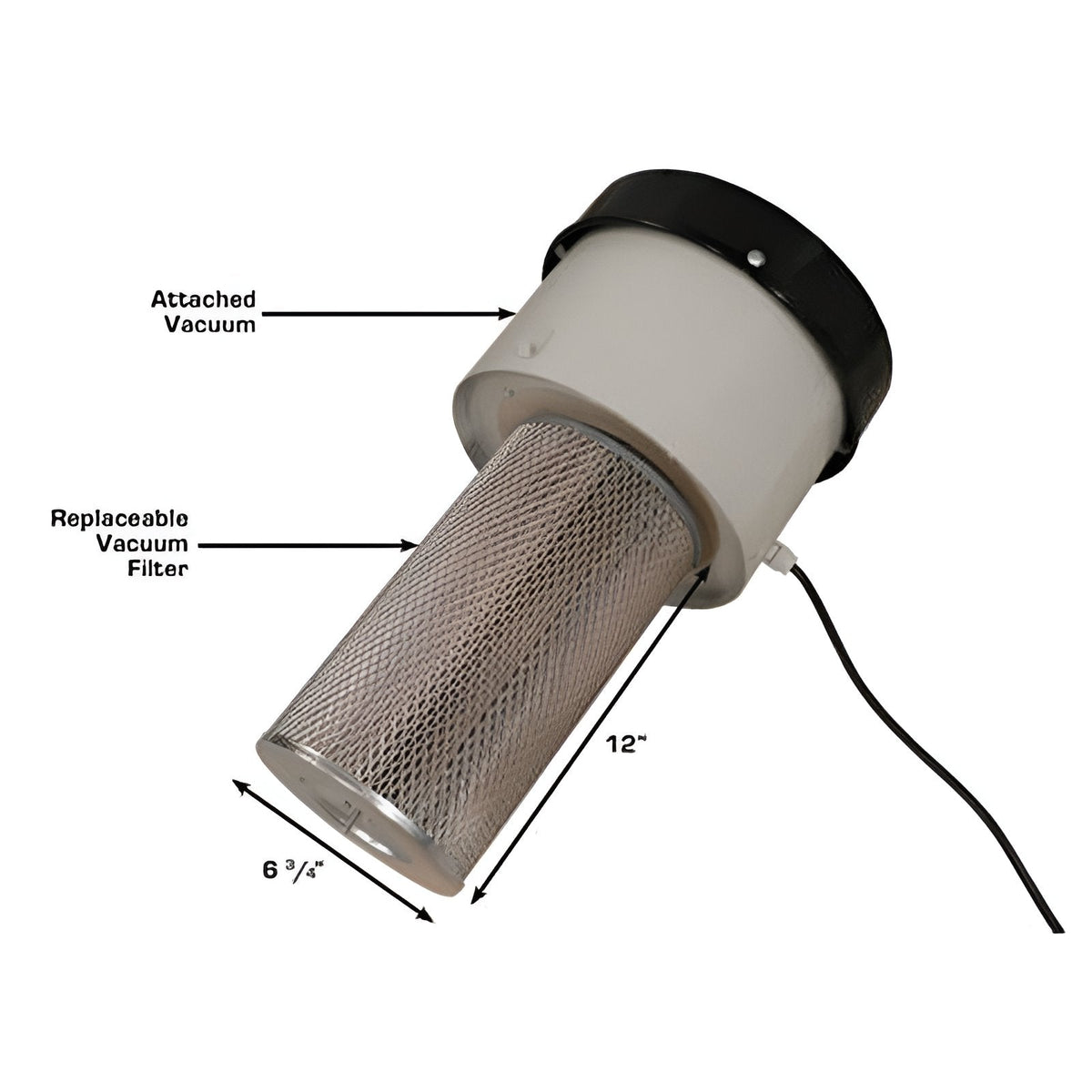 SBC1200 replaceable vacuum filter cartridge, 12 in. long by 6 3/4 in. diameter