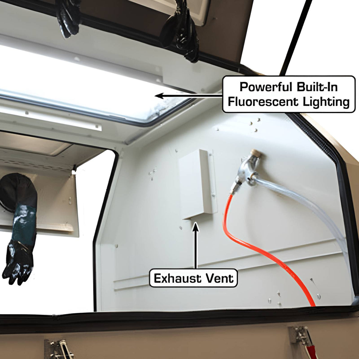 SBC1200 interior showing built-in fluorescent lighting and exhaust vent