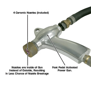 SBC1200 blasting gun nozzle close-up, four ceramic nozzles included
