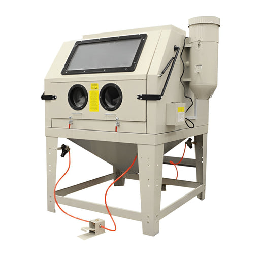 Atlas SBC1200 sandblast cabinet, front three-quarter view with dual loading doors and side-mounted vacuum