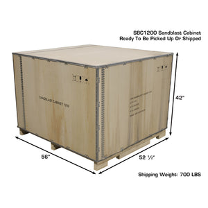 Atlas SBC1200 crated for pickup or freight shipment, 700 lb shipping weight