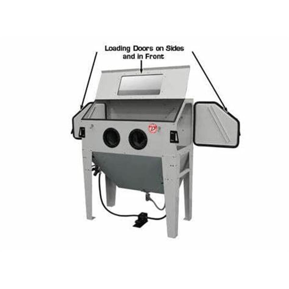 Atlas SBC420 sandblast cabinet with the top and both side loading doors open