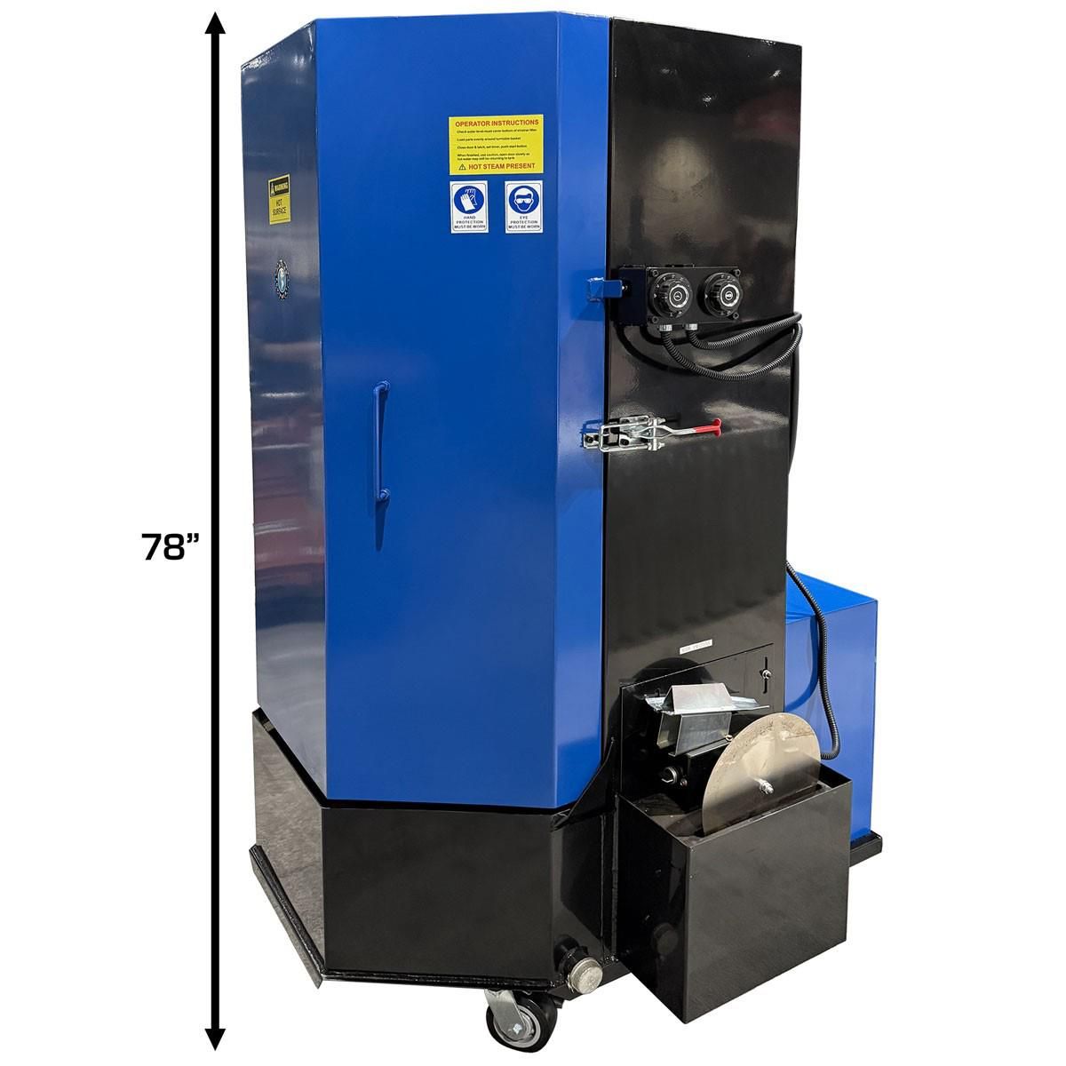 Atlas STW-750 spray wash cabinet, full-height side view with 78-inch overall height callout