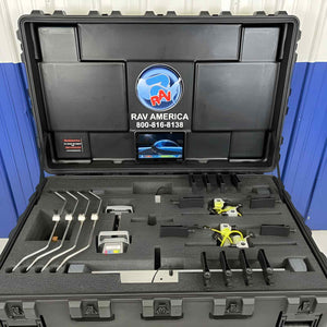 Atlas TD6000CNAK1 ESM1 case interior with four 8CCD Bluetooth sensor heads, ruggedized tablet, and component foam layout