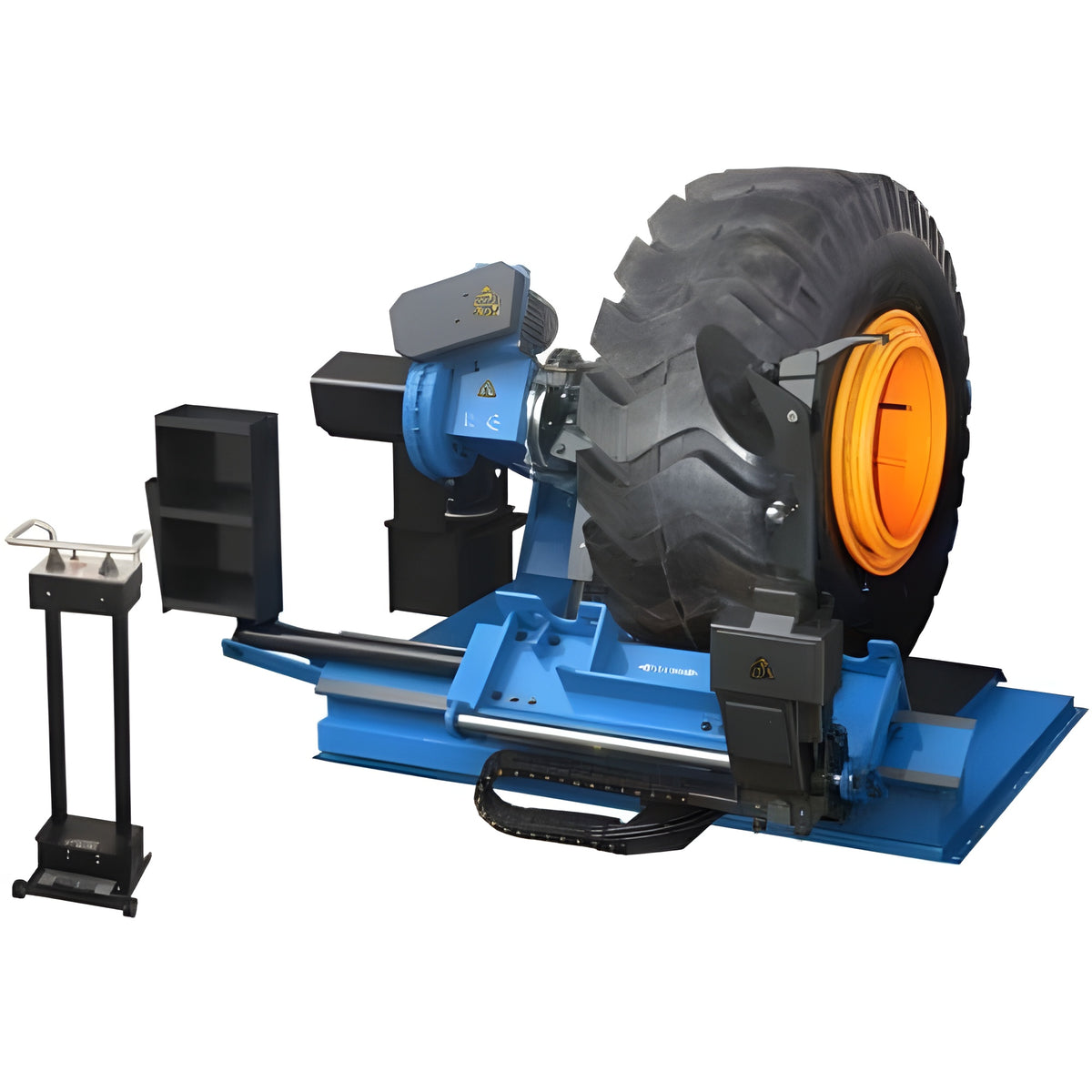 Atlas TTC306 tire changer with large tractor tire mounted