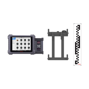 Autel CVMAGLS package: MaxiSYS MS909CV tablet with MaxiFlash VCI, pattern bracket, and CV calibration pattern