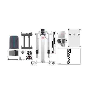 Autel CVMALDW kit layout: MA600 mobile ADAS frame, LDW targets, CV pattern, ACC reflector, rotary laser, target storage case