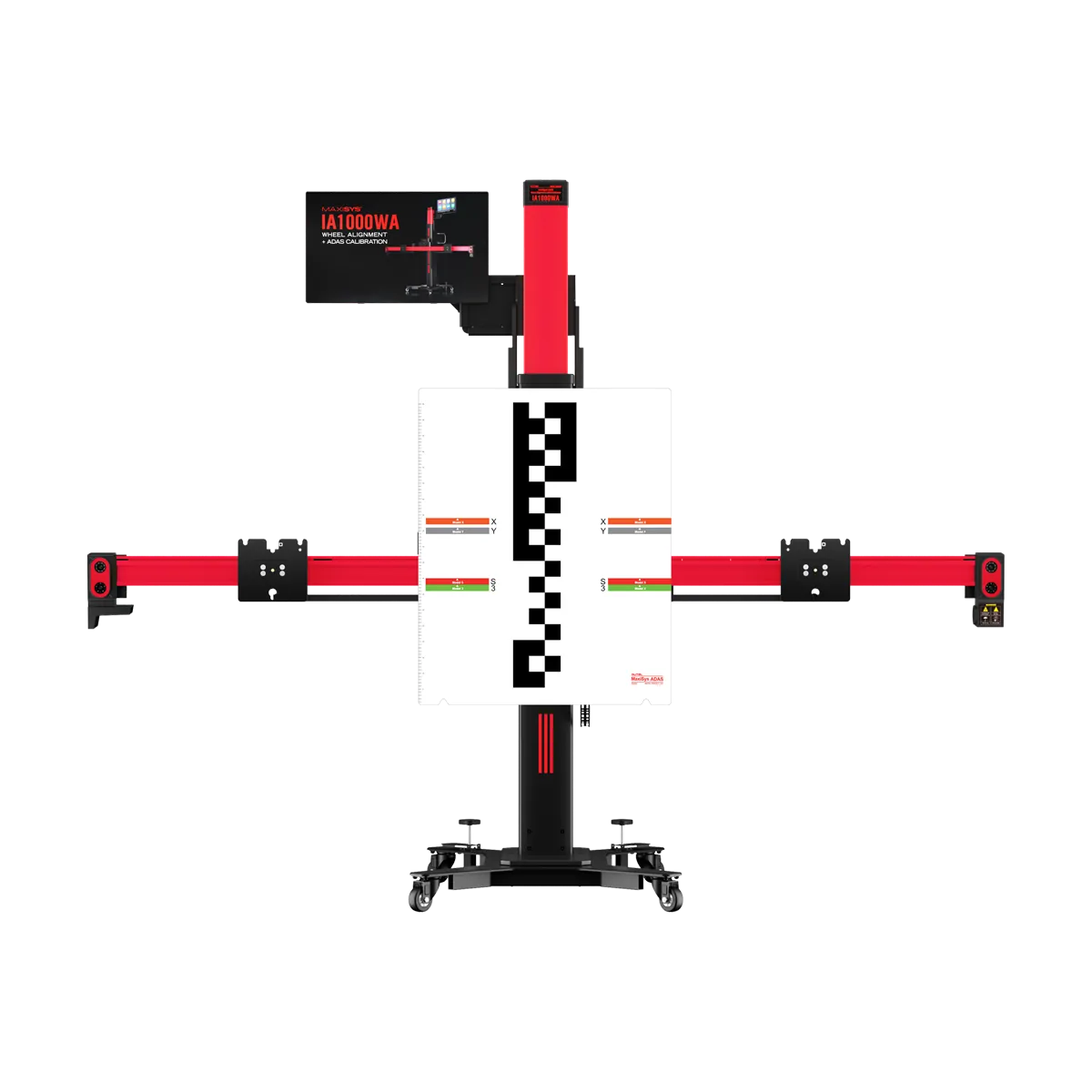 Autel IA1000 with single large ADAS calibration target mounted on the crossbar