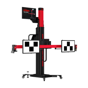 Autel IA1000 calibration frame, 3/4 angle with checkerboard targets and wheel alignment cameras