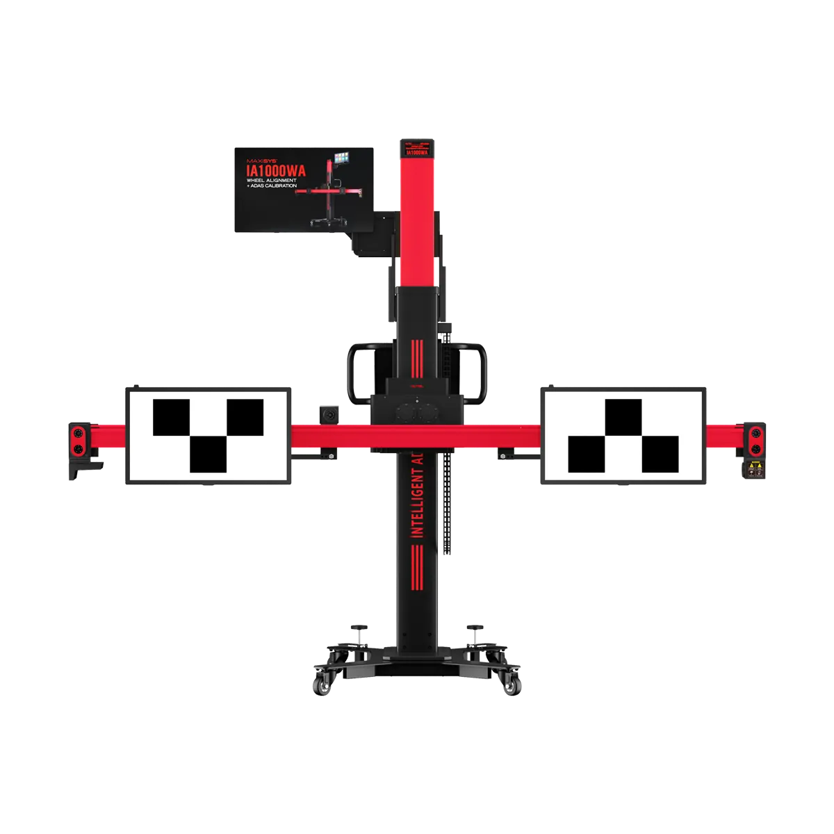 Autel IA1000 ADAS calibration and wheel alignment frame with checkerboard targets, front view