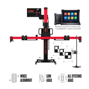 Autel IA1000AST All-Systems package: IA1000 frame, MaxiSYS Ultra S2 tablet, LDW targets, AVM mat on stand
