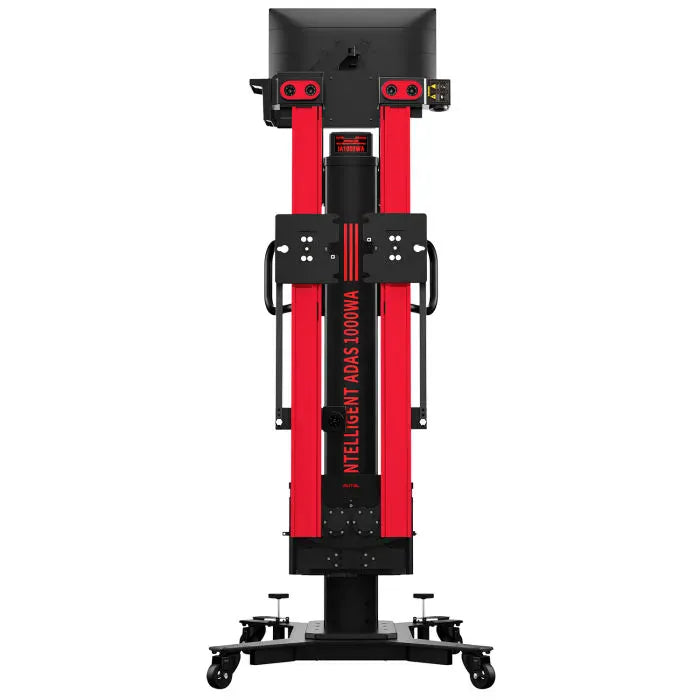 Autel IA1000WA calibration frame in folded storage position on its mobile base, front view