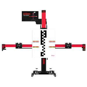 Front view of the Autel IA1000 calibration frame unfolded with the physical LDW target panel mounted between the crossbar arms