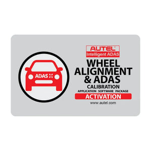 Front of the Autel IA1000WAUP silver activation card showing the Wheel Alignment and ADAS Calibration software label