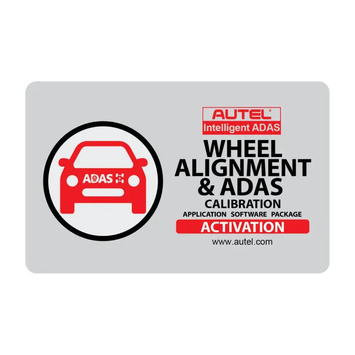 Front of the Autel IA1000WAUP silver activation card showing the Wheel Alignment and ADAS Calibration software label