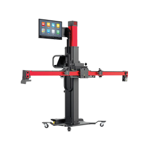 Autel IA900 calibration frame 3/4 view with mounted 24-inch touchscreen and crossbar cameras