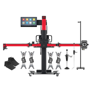 Autel IA900WA frame with included wheel clamps, chocks, locks, and auxiliary calibration stan