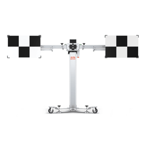 Autel MA600 calibration frame with two black-and-white checkerboard calibration targets mounted at each end of the crossbar