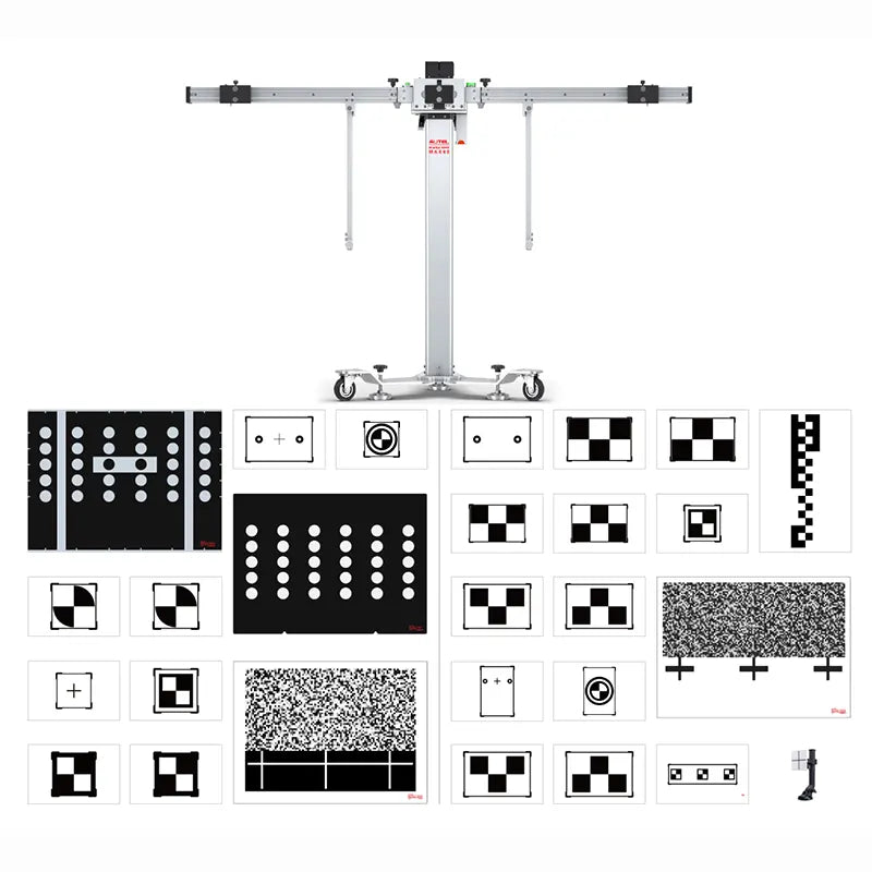 Autel MA600 mobile calibration frame above the included LDW 2.0 pattern and target library