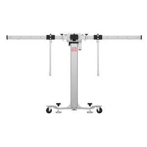 Autel MA600 mobile calibration frame front view with extended laser crossbar on rolling base