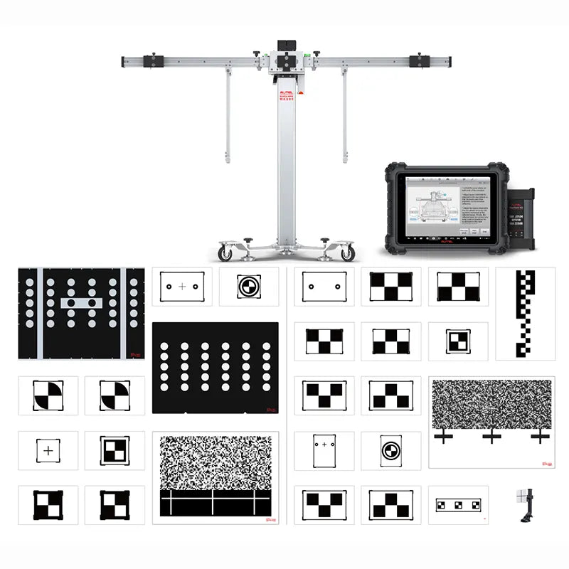 Autel MA60020T LDW 2.0 mobile ADAS calibration package — MA600 frame with MS909 S2 tablet and full LDW target set