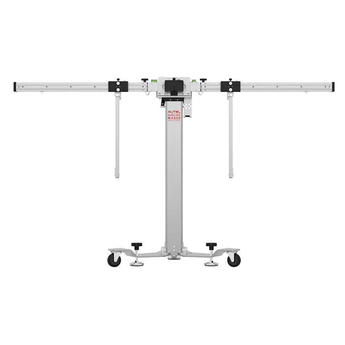 Autel MA600 mobile ADAS calibration frame on rolling base with adjustable crossbar