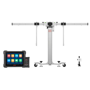 Autel MA600 frame, MaxiSYS MS909 S2 tablet, VCI module, and target stand