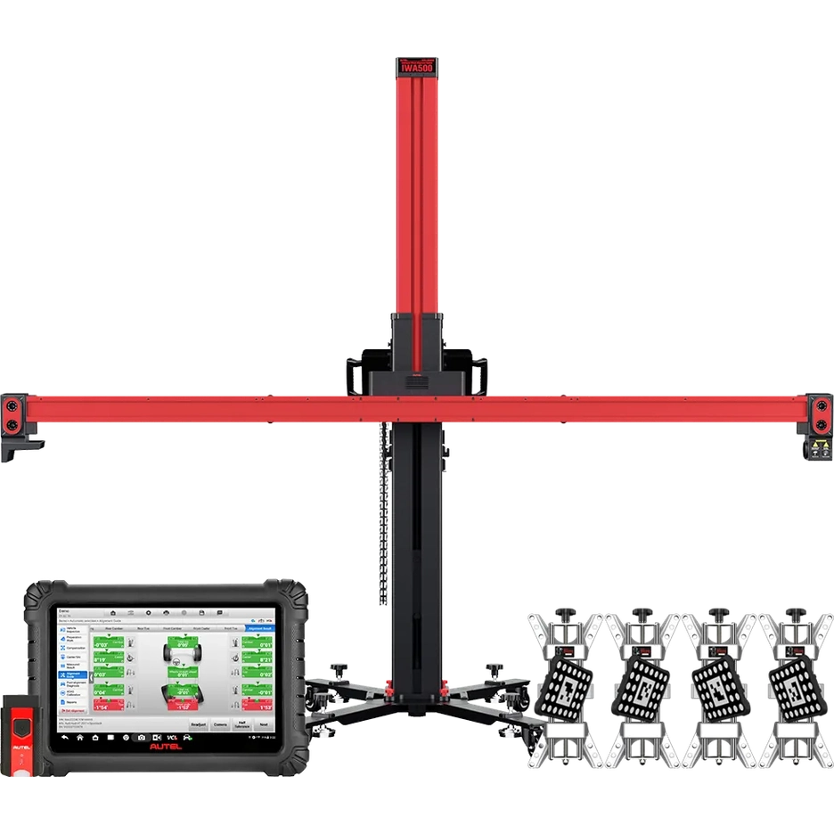 Autel MaxiAlign IWA500T Dedicated Wheel Alignment System with 5-Camera Frame, 10.1-Inch Tablet, and Set of 4 Rim Clamps hero