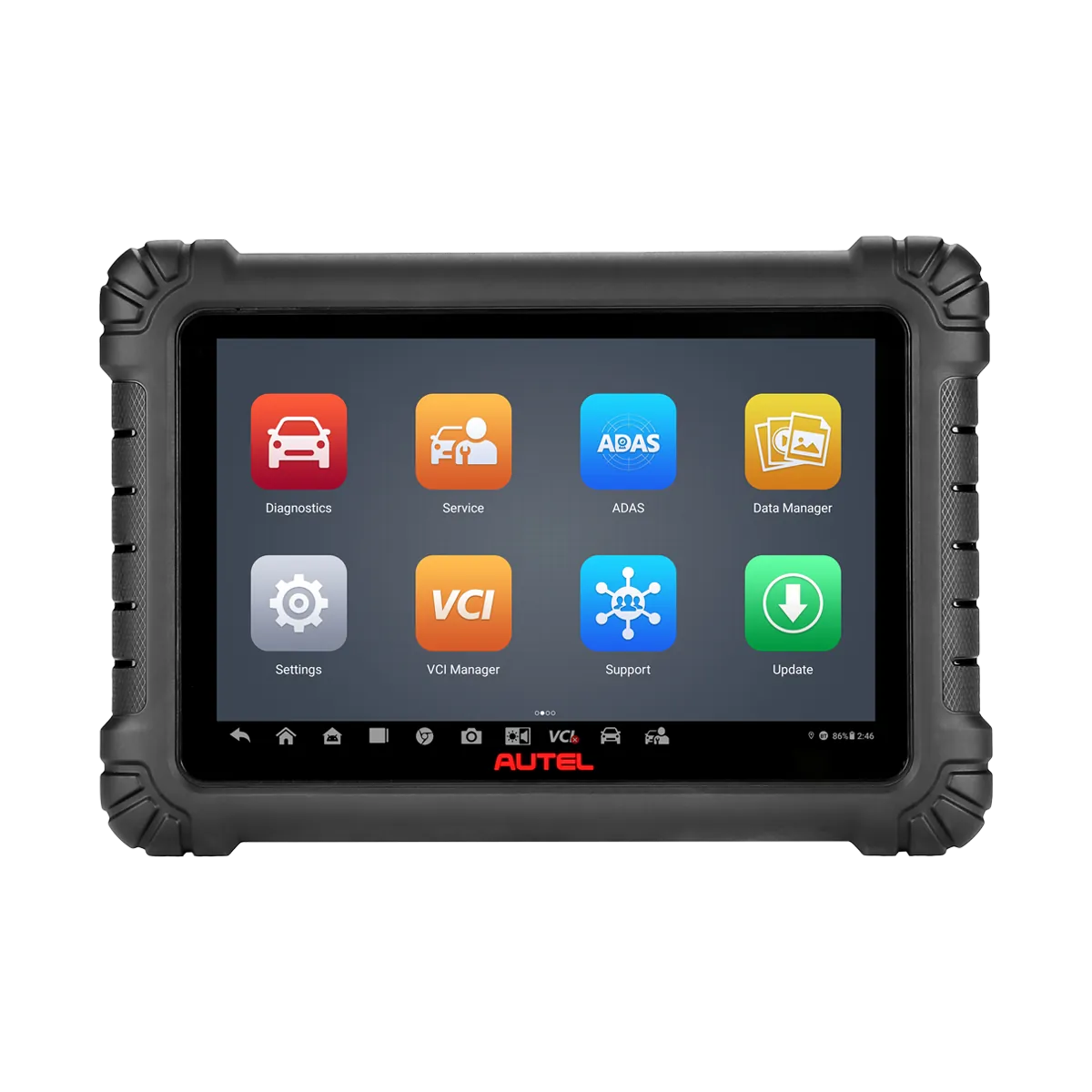 Autel MaxiSys MS906 MAX 10.1-inch touchscreen tablet front view with home-screen app icons