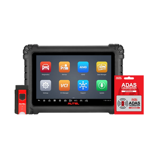 Autel MaxiSys MS906 MAX ADAS diagnostic tablet with MaxiVCI V200 dongle and ADAS Calibration Upgrade software card