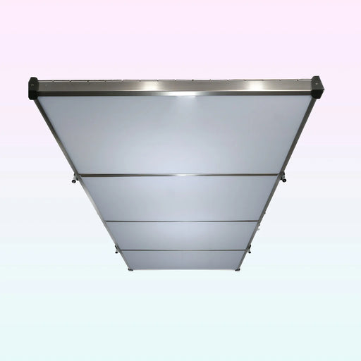 Underside of an Auxx-Lift storage platform fitted with semi-transparent white cover panels