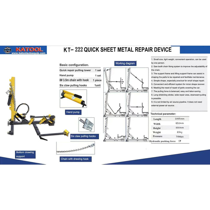 Katool KT-222 Auto Body Frame Puller Straightener (Free Hand Air Pump & Accessories)