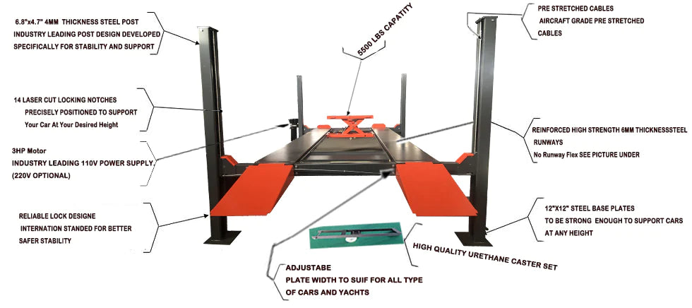 Katool KT-4H110 Four Post Vehicle Lift 11,000lbs