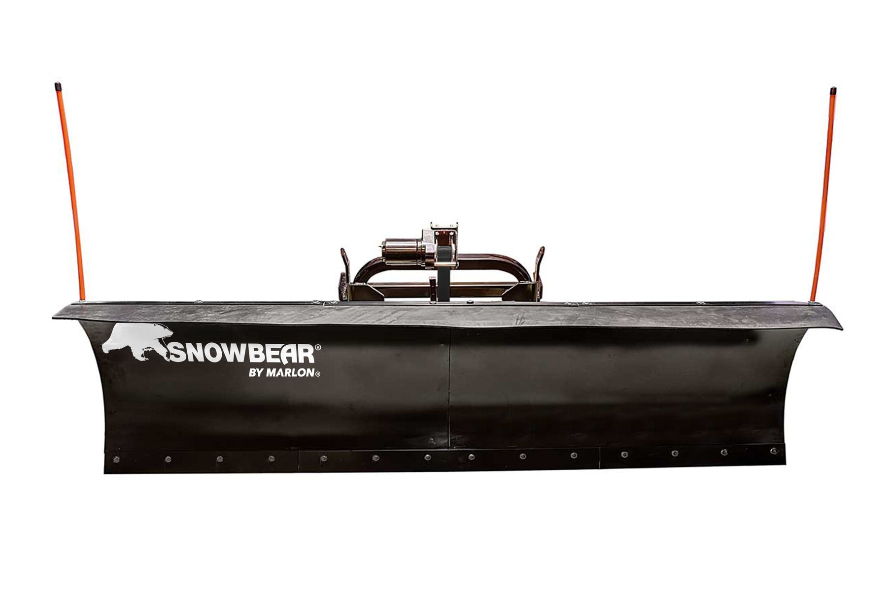 Front view of the SnowBear plow blade with winch and blade markers