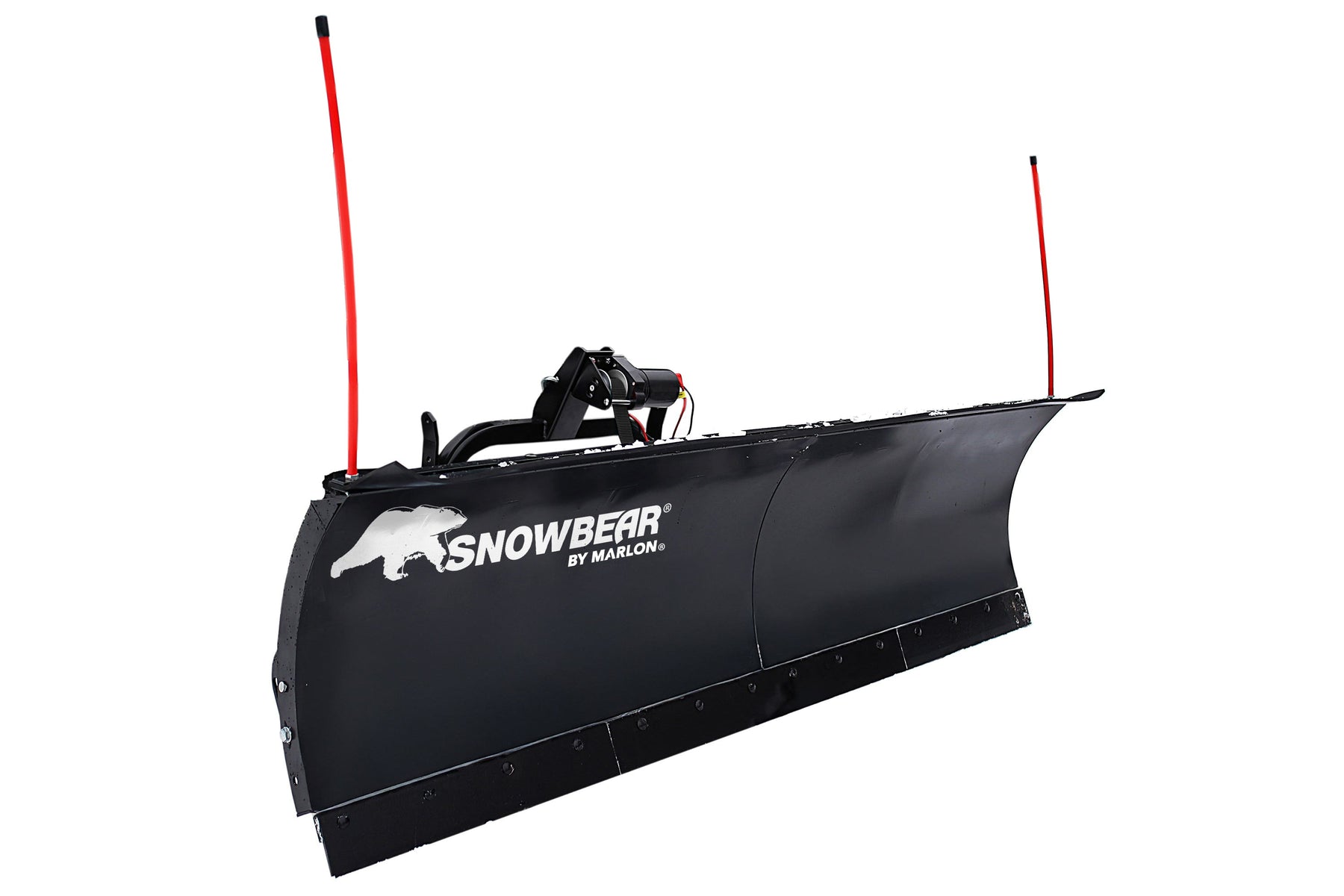 SnowBear by Marlon hitch-mounted snow plow with winch and red blade markers