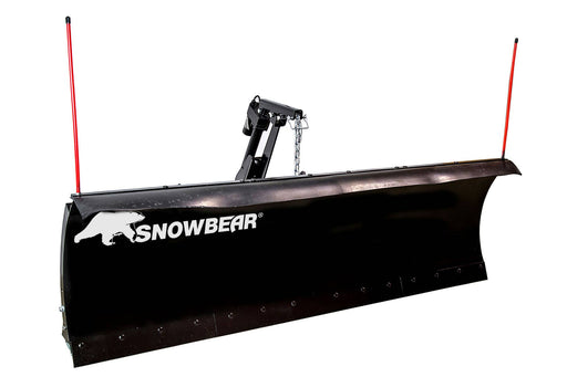 SnowBear Elite hitch-mounted snow plow with actuator lift tower and red blade markers