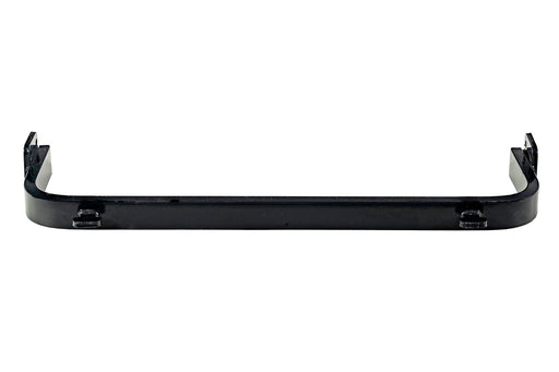 Black powder-coated steel snowplow cross member with mounting tabs at each end