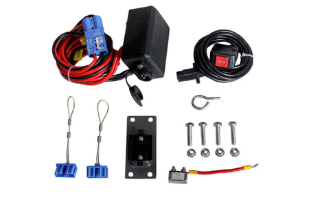 Winch wiring kit: control box with battery cables, handheld in/out switch, 35A 12V DC circuit breaker and hardware