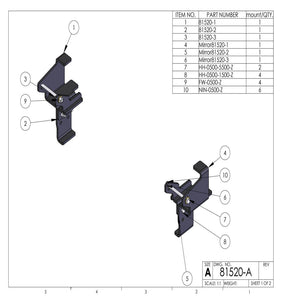 Kit 81520 drawing: left and right three-piece brackets with bolts, washers and nuts