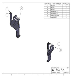 Kit 84317 drawing: left and right brackets with bolts and nuts