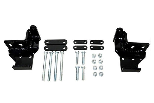 DK2 custom mount kit example: two black steel brackets, spacer plates, long and short bolts and nuts