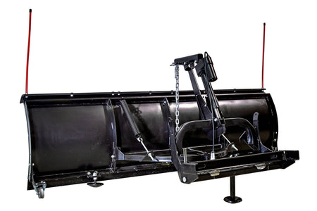 Rear view of the ELITE plow showing actuator, trip spring, castor wheel and mount frame